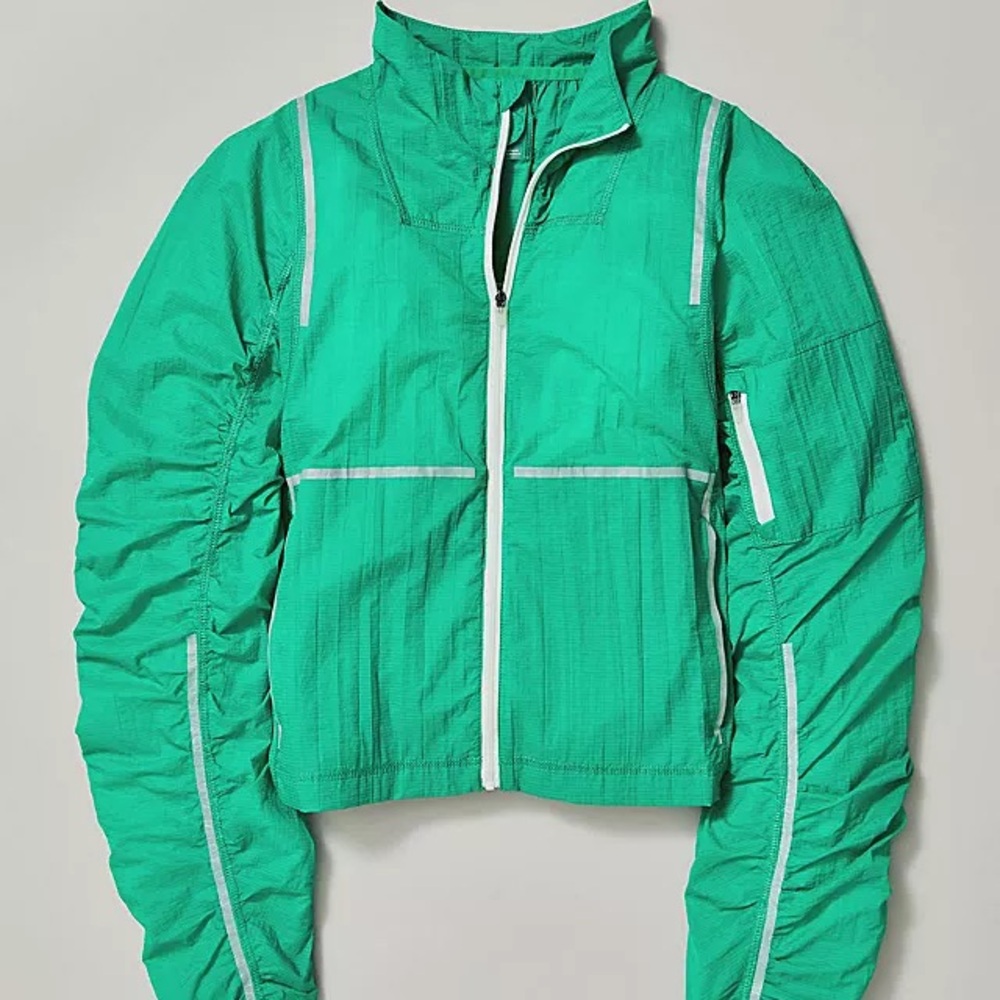 FP Movement by Free People Teal Green Utility Jacket with White Trim